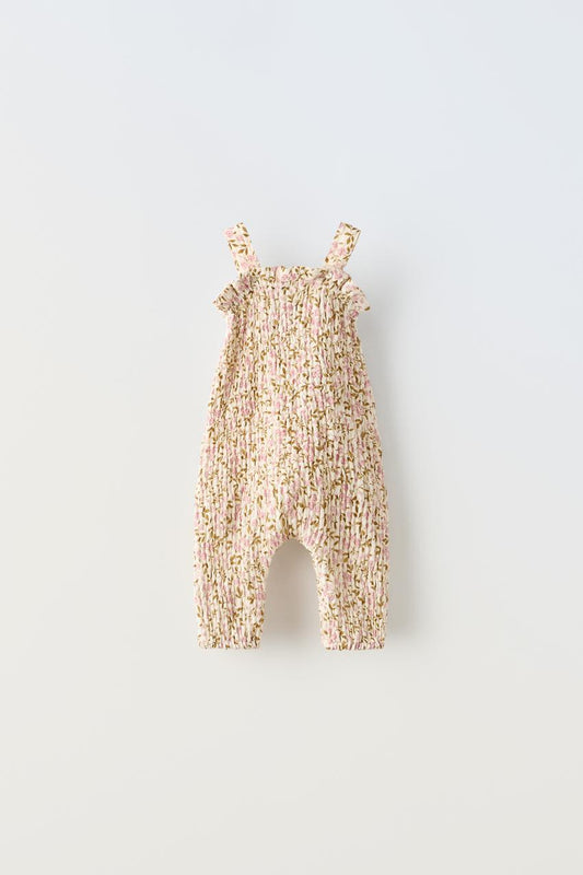 TEXTURED PRINTED OVERALLS